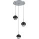 Cabochon LED Classic Silver with Black Marble Pendant Chandelier Ceiling Light in Smoke, 2700K LED