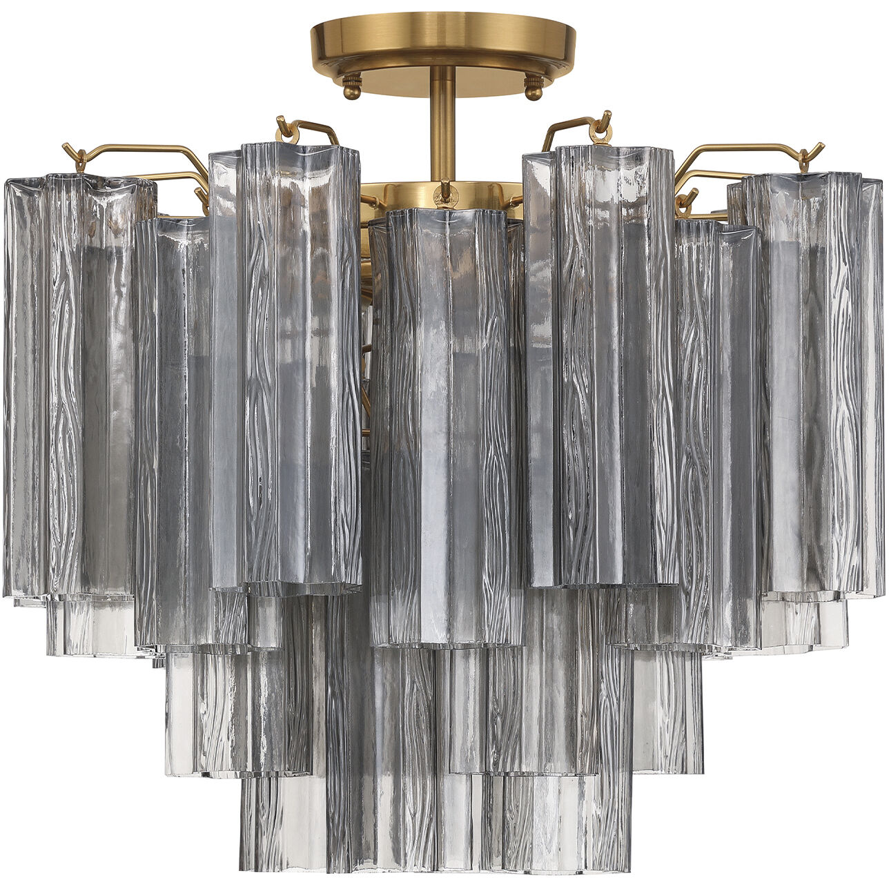 Addis 4 Light 17.75 inch Aged Brass Semi Flush Ceiling Light in Smoke