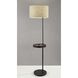 Oliver 64 inch 150.00 watt Matte Black and Walnut Wood Shelf Floor Lamp Portable Light, with AdessoCharge Wireless Charging Pad and USB Port