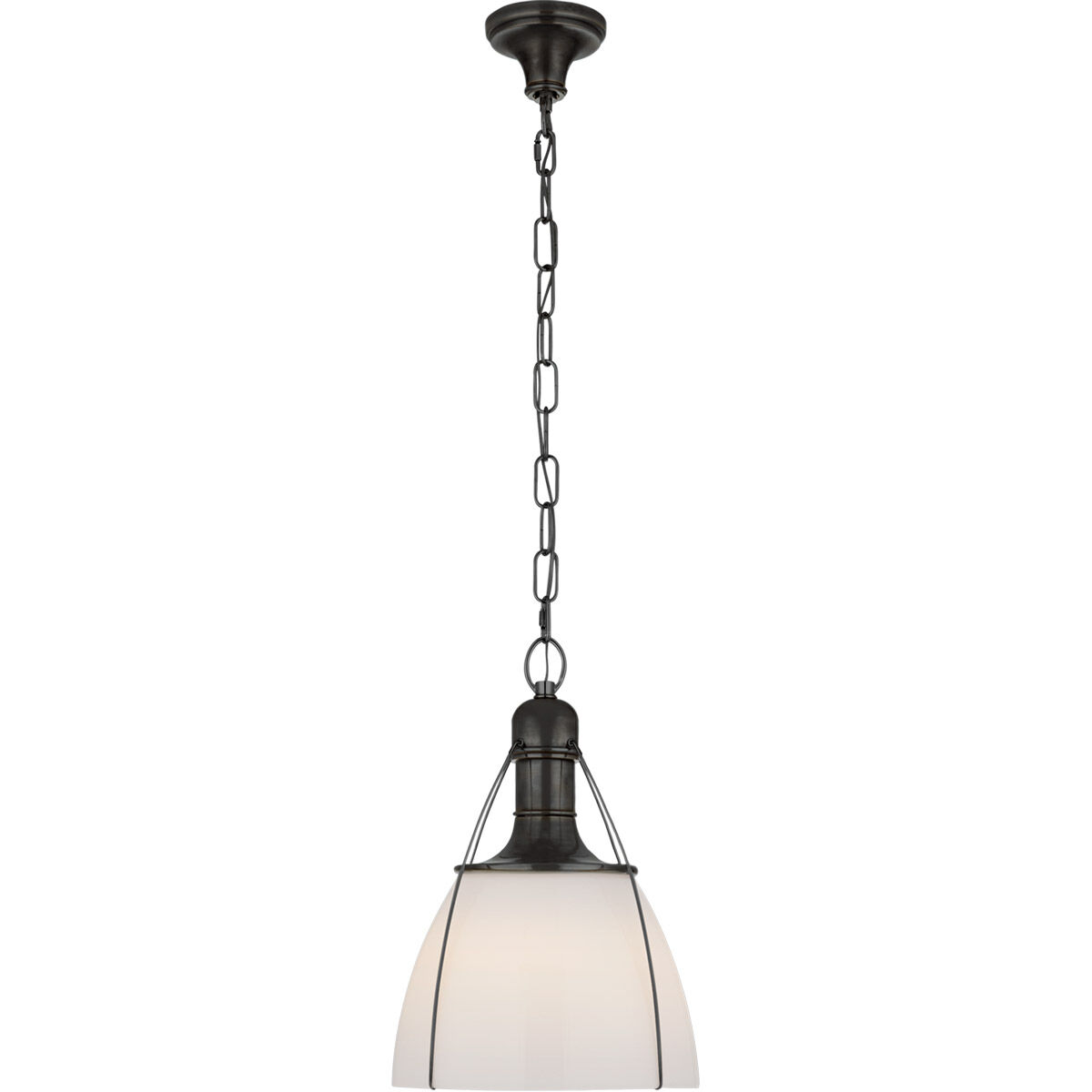 Chapman & Myers Prestwick 1 Light 14 inch Bronze Pendant Ceiling Light in White Glass