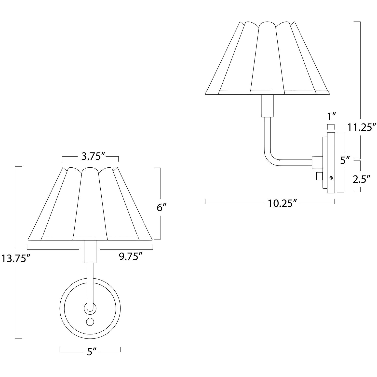 Polly 1 Light 9.75 inch Blackened Brass Sconce Wall Light in White Scalloped Shade