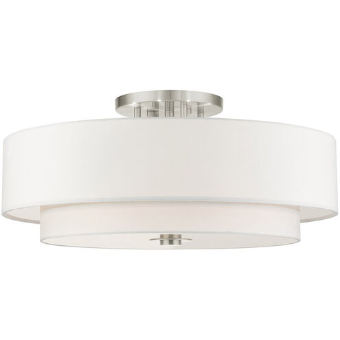 Meridian 6 Light 30 inch Brushed Nickel Semi Flush Ceiling Light