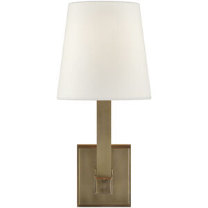 Chapman & Myers Square Tube 1 Light 6.25 inch Hand-Rubbed Antique Brass Single Sconce Wall Light in Linen