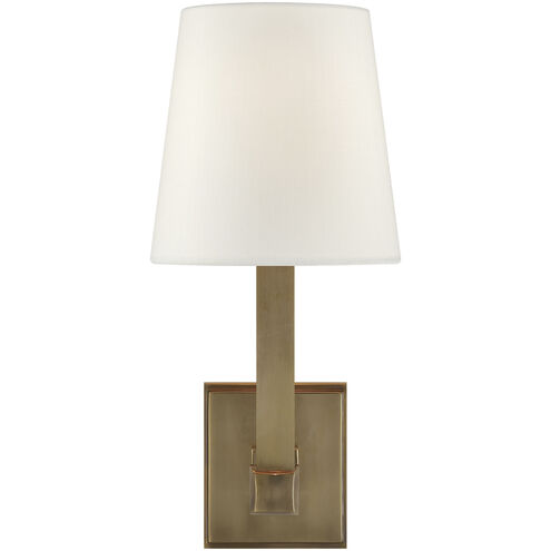 Chapman & Myers Square Tube 1 Light 6.25 inch Hand-Rubbed Antique Brass Single Sconce Wall Light in Linen