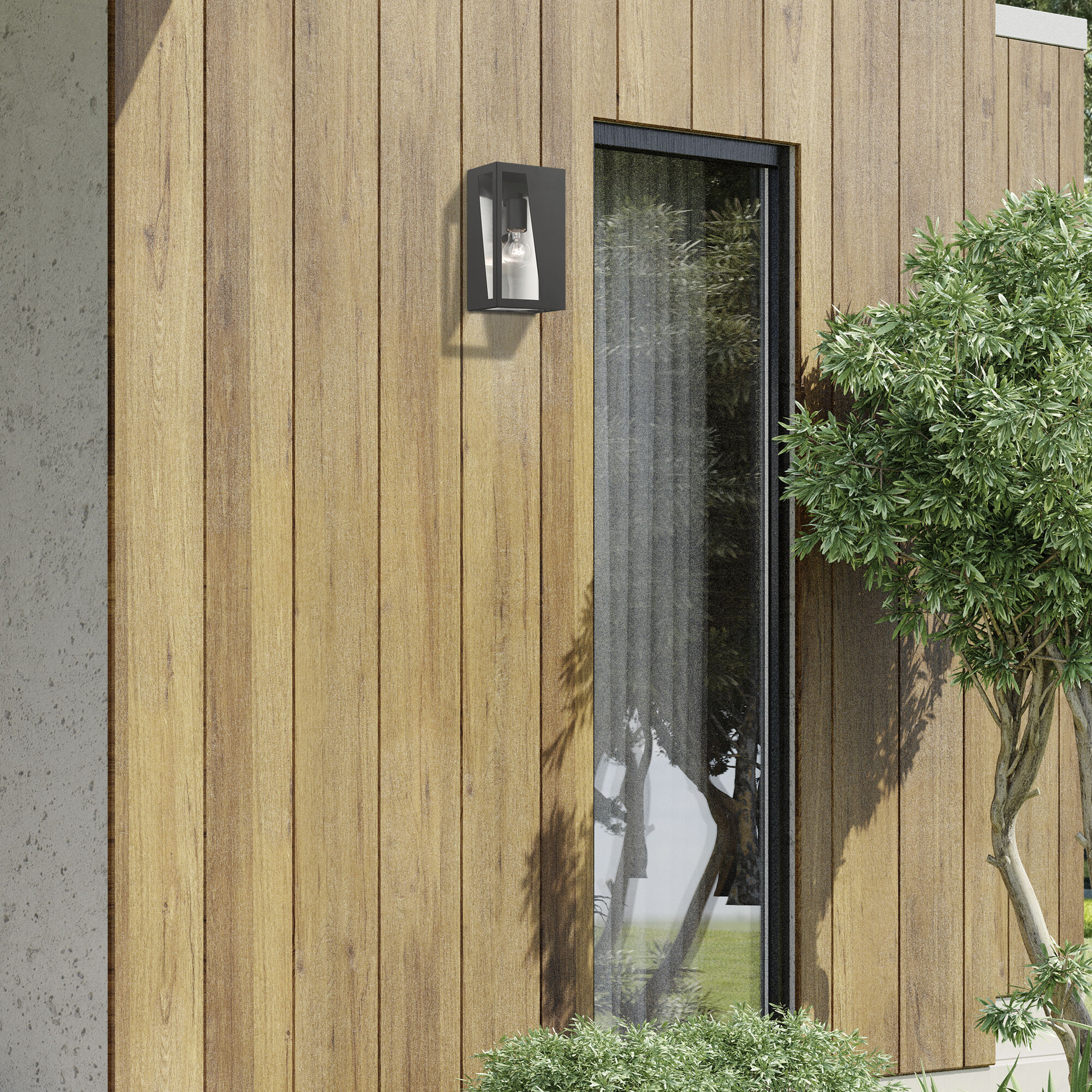 Forsyth 1 Light 11 inch Black with Brushed Nickel Outdoor Wall Lantern in Antique Brass with Brushed Nickel , Medium