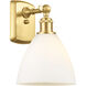 Ballston Ballston Dome 1 Light 8 inch Satin Gold Sconce Wall Light in Matte White Glass