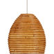 Beehive 1 Light 6 inch Natural Rattan and Silver Multi-Drop Pendant Ceiling Light