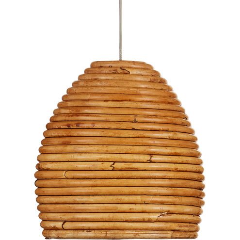 Beehive 1 Light 6 inch Natural Rattan and Silver Multi-Drop Pendant Ceiling Light