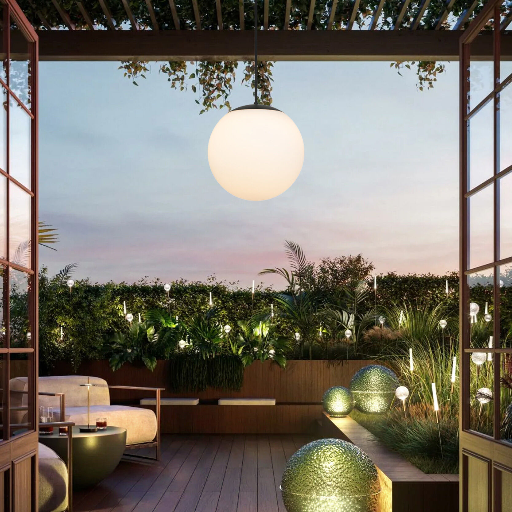 Rondure LED 18 inch Sand Black Outdoor Pendant