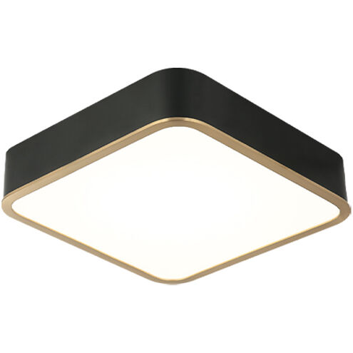 Ainslay LED 12 inch Black and Aged Gold Brass Flush Mount Ceiling Light