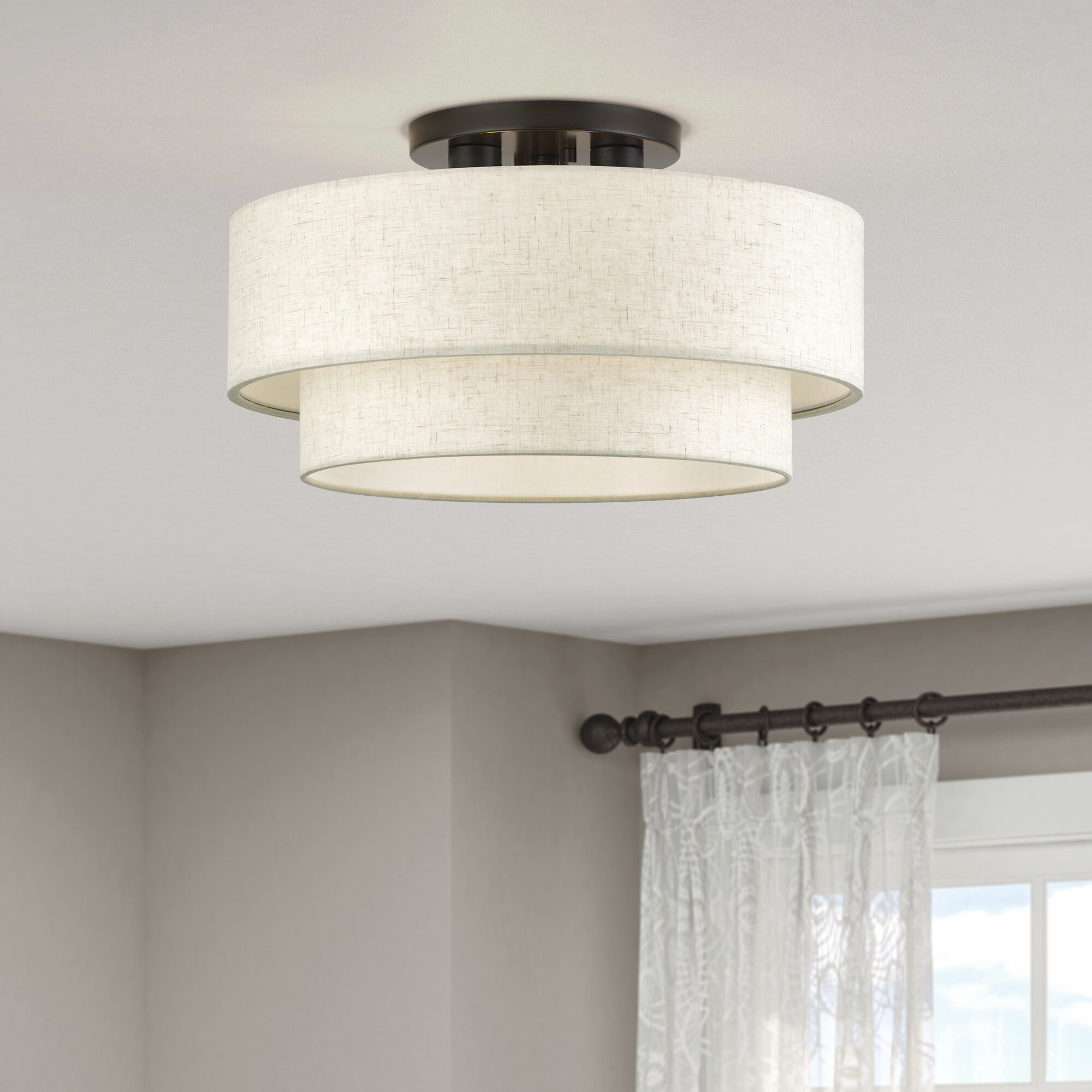 Manorwood 3 Light 18 inch English Bronze Semi Flush Mount Ceiling Light, Large