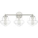 Vintage 3 Light 26 inch Polished Nickel Bathroom Vanity Light Wall Light