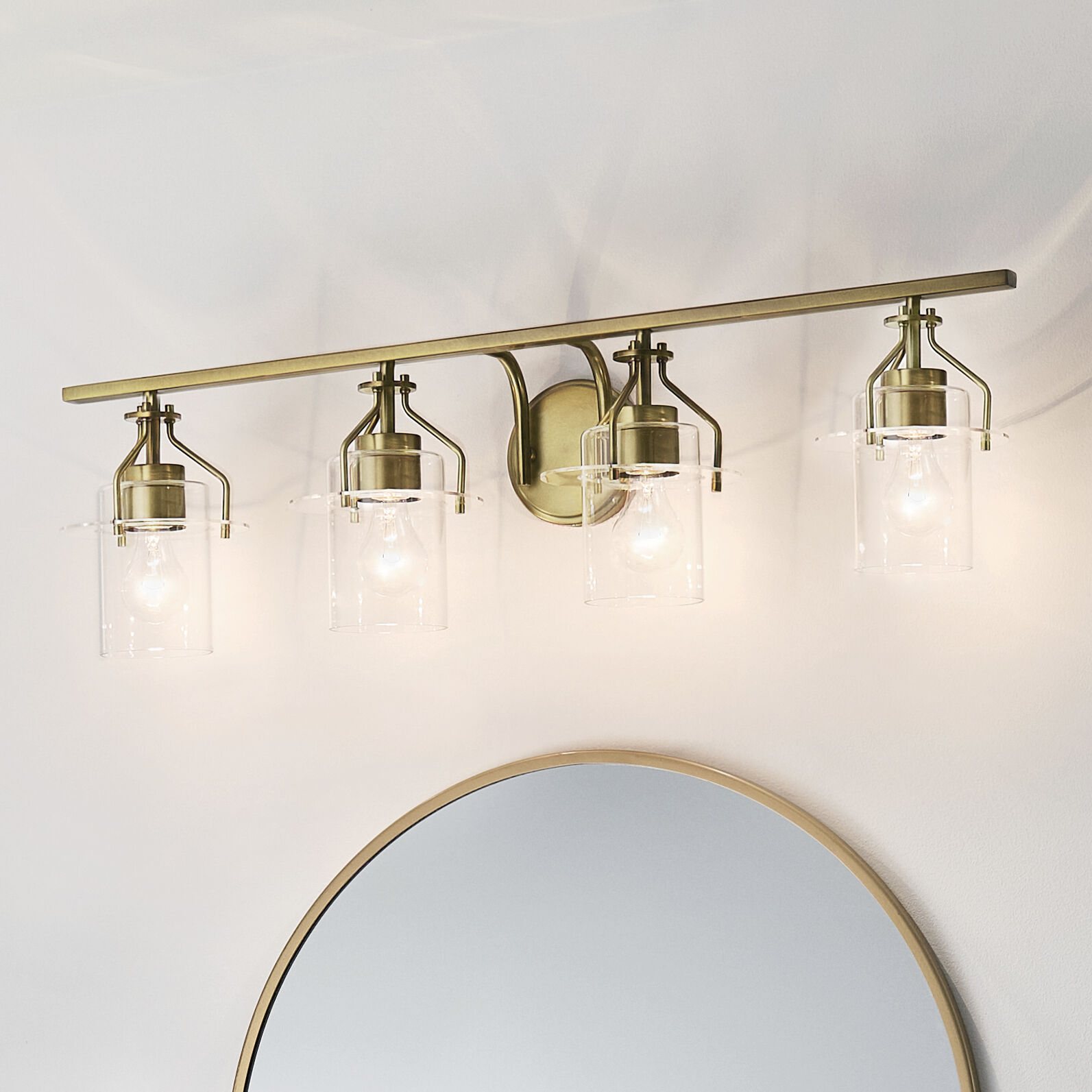 Everett 4 Light 34.25 inch Brushed Brass Bath Vanity Light Wall Light