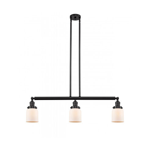 Franklin Restoration Small Bell 3 Light 38 inch Oil Rubbed Bronze Island Light Ceiling Light in Matte White Glass, Franklin Restoration
