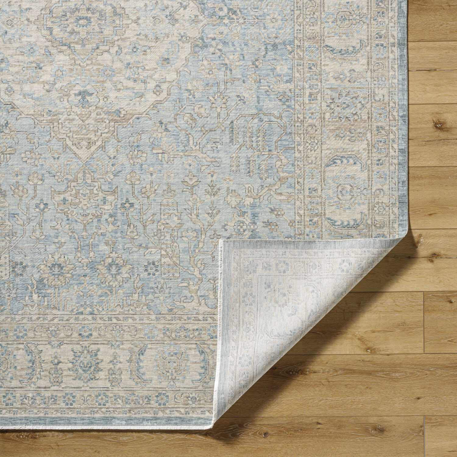 Once Upon a Time 118.11 X 35.04 inch Light Gray / Tan / Pale Blue / Gray / Denim / Medium Gray Machine Woven Rug in 3 x 10