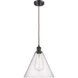 Ballston Cone 1 Light 12 inch Oil Rubbed Bronze Mini Pendant Ceiling Light in Seedy Glass