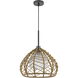 Dunn 1 Light 16 inch Burlap and Black Pendant Ceiling Light, Medium Light Design