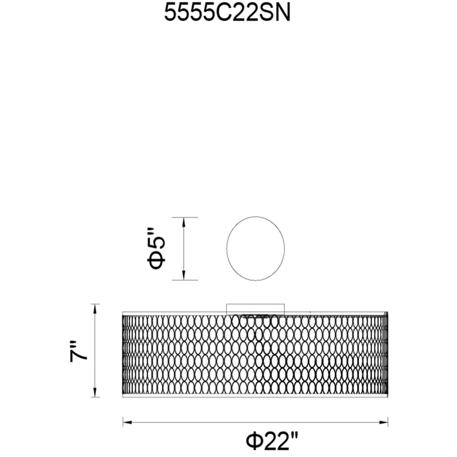 Mikayla 5 Light 22 inch Satin Nickel Drum Shade Flush Mount Ceiling Light