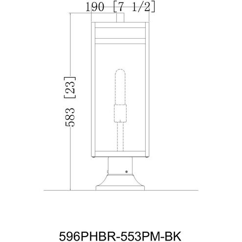 Nuri 1 Light 23.5 inch Black Outdoor Pier Mounted Fixture