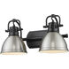 Yep Duncan Vanity Wall Light in Matte Black, Pewter