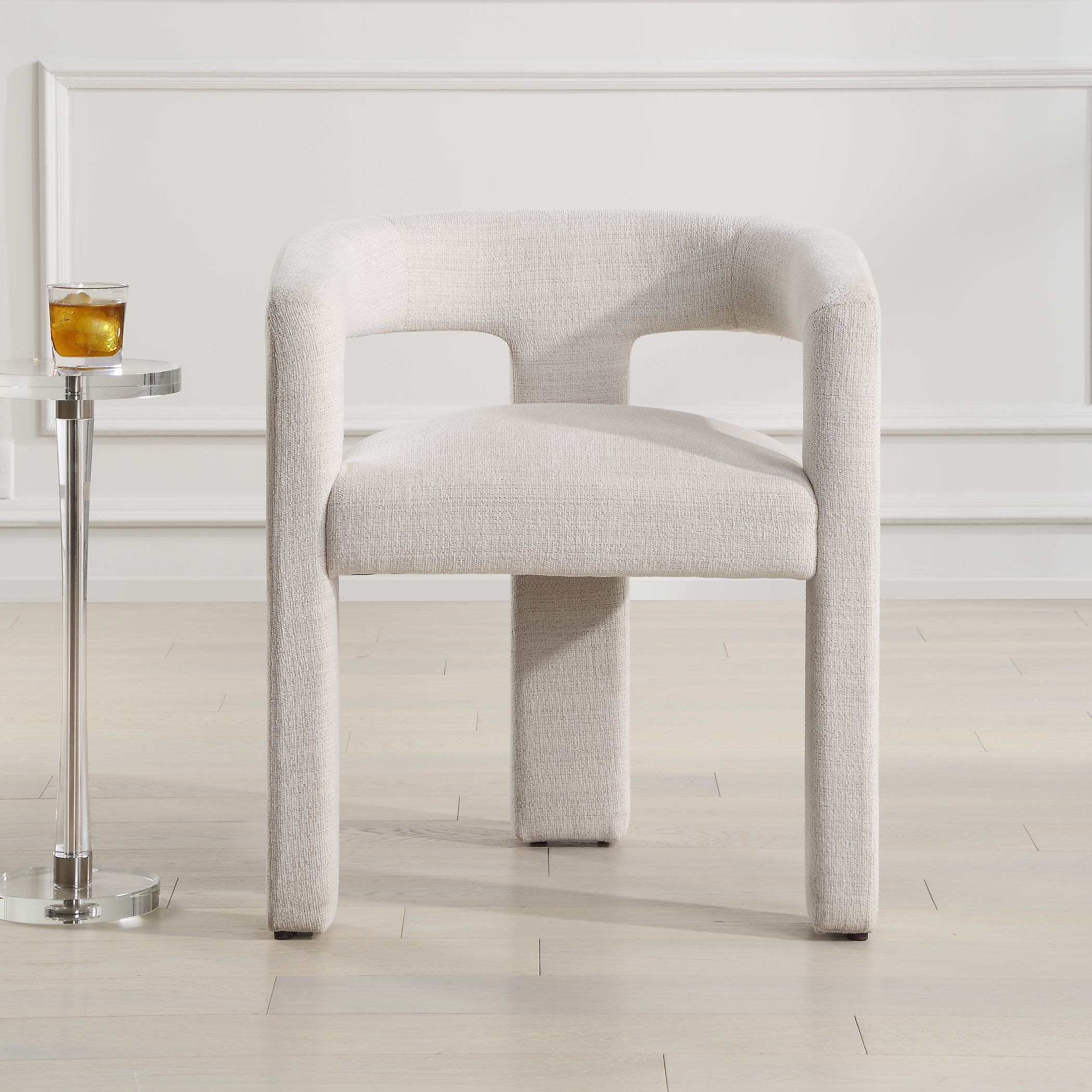 Perspective Ecru Polyester Fabric Dining Chair