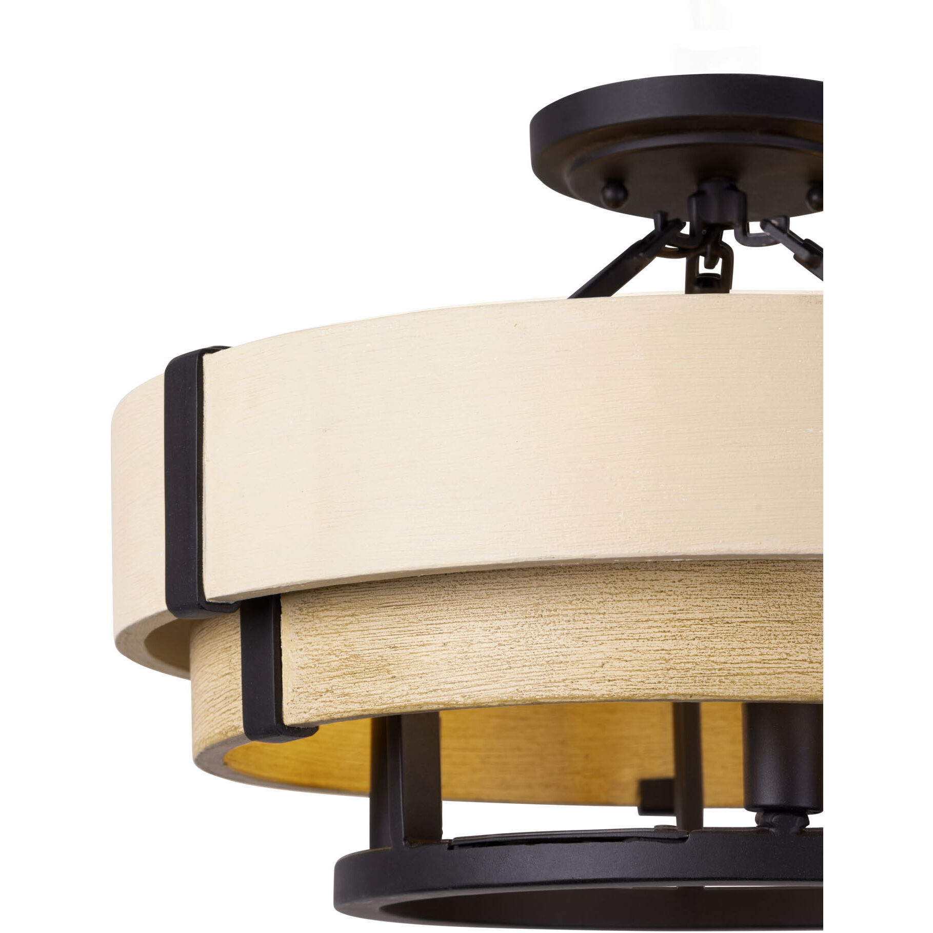Blonde Moment 3 Light 16.5 inch Matte Black and Honey with Medium Oak Semi-Flush Ceiling Light