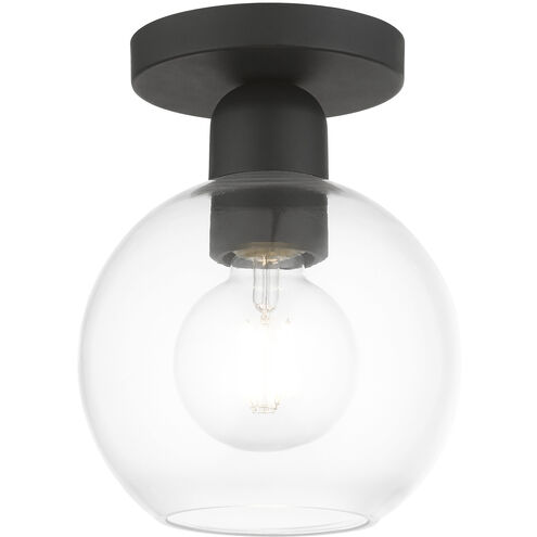 Downtown 1 Light 7 inch Black Semi-Flush Ceiling Light, Sphere