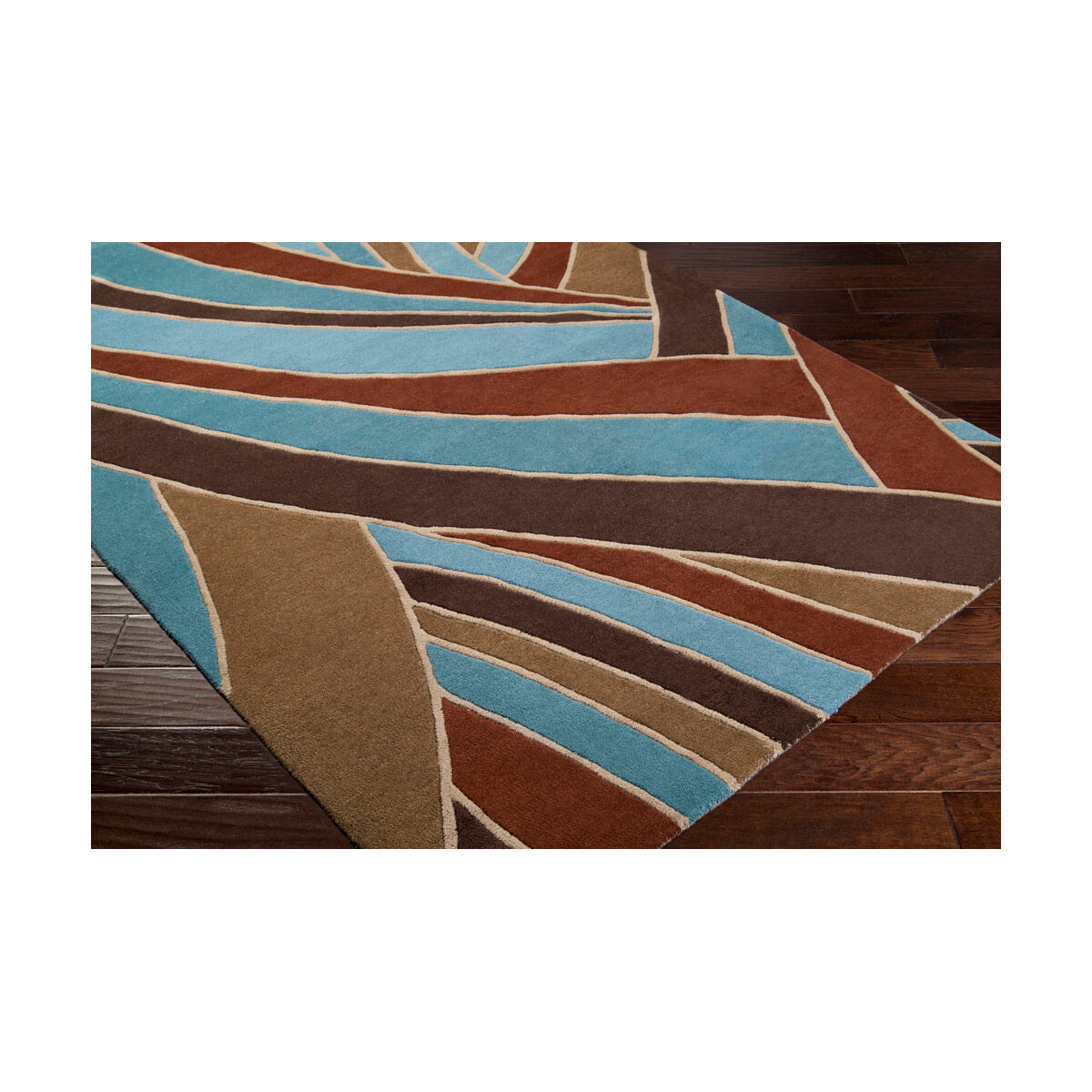 Forum 72 inch Brown and Blue Area Rug, Wool