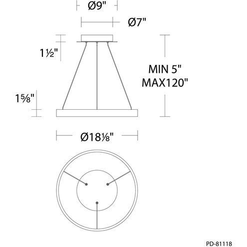 Sirius LED 18 inch White Pendant Ceiling Light, dweLED