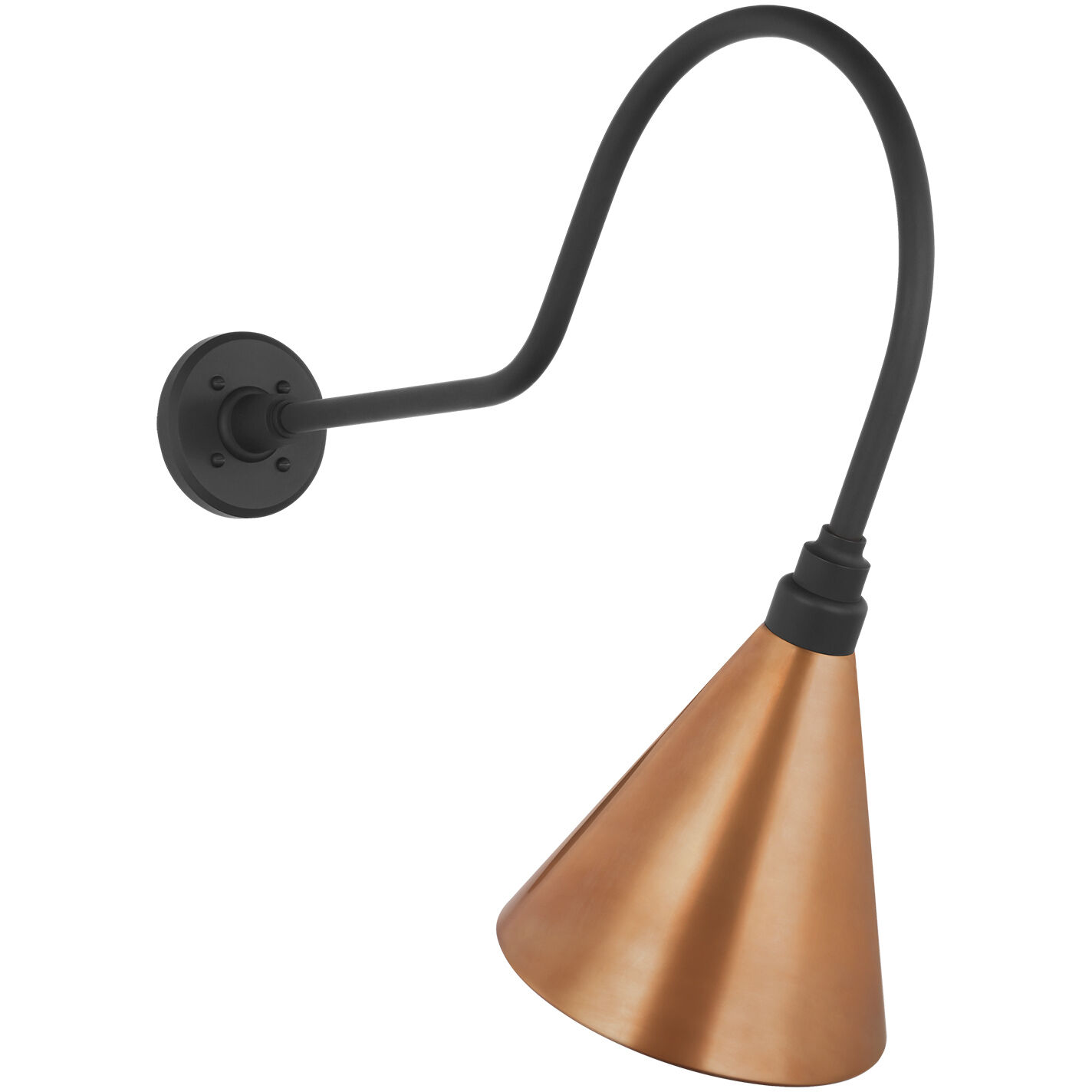 Thomas O'Brien Academy Barn Light LED 23.25 inch Matte Black Angled Flynn Barn Light in 9" Soft Copper Conical Savannah Shade