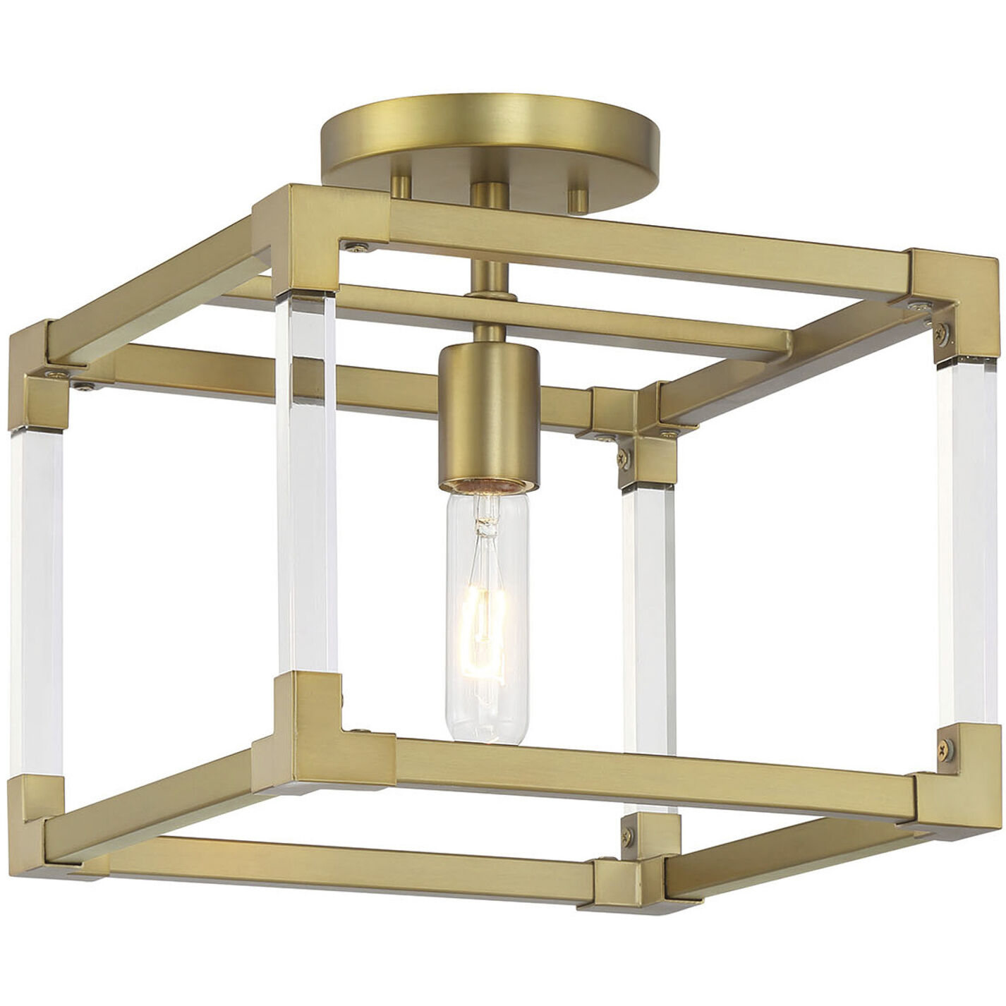 Vantage Oro District 1 Light 11 inch Soft Brass Semi Flush Ceiling Light