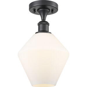 Ballston Cindyrella LED 8 inch Matte Black Semi-Flush Mount Ceiling Light in Matte White Glass