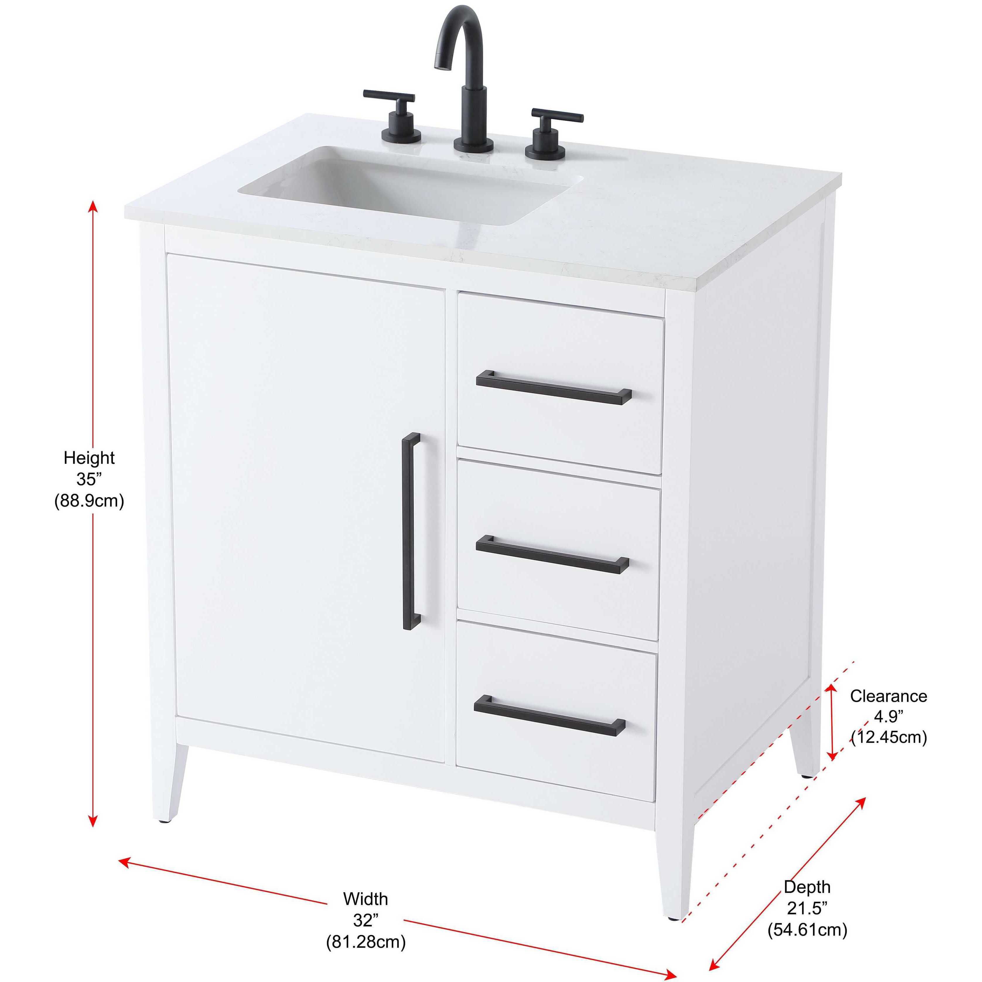 Millie 32 X 35 inch White Bathroom Vanity Cabinet
