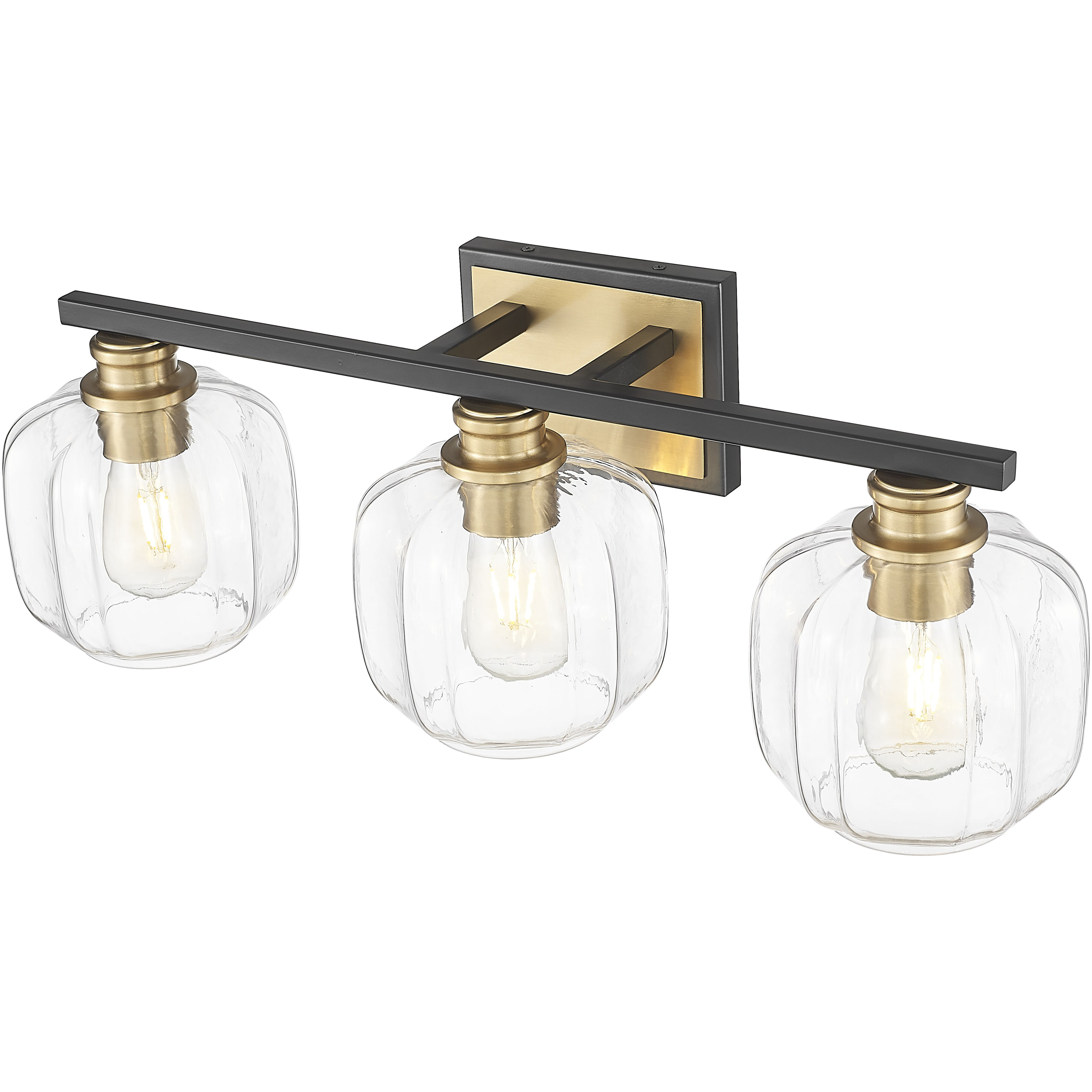 Oxley 3 Light 25 inch Matte Black and Brass Vanity Wall Light