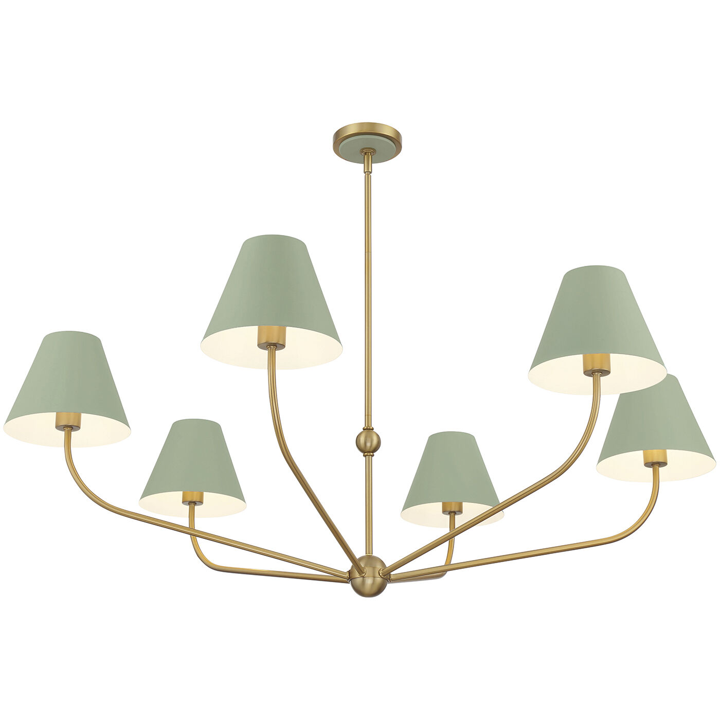 Xavier 6 Light 48 inch Vibrant Gold Chandelier Ceiling Light in Vibrant Gold and Green