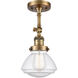 Franklin Restoration Olean 1 Light 7 inch Brushed Brass Semi-Flush Mount Ceiling Light in Seedy Glass, Franklin Restoration