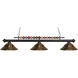Shark 3 Light 60 inch Matte Black Billiard Ceiling Light in Antique Copper Steel