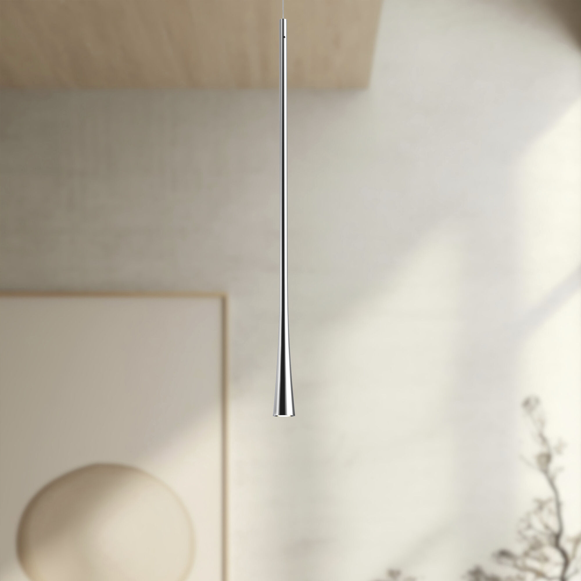 Taper LED 1.25 inch Chrome Pendant Ceiling Light