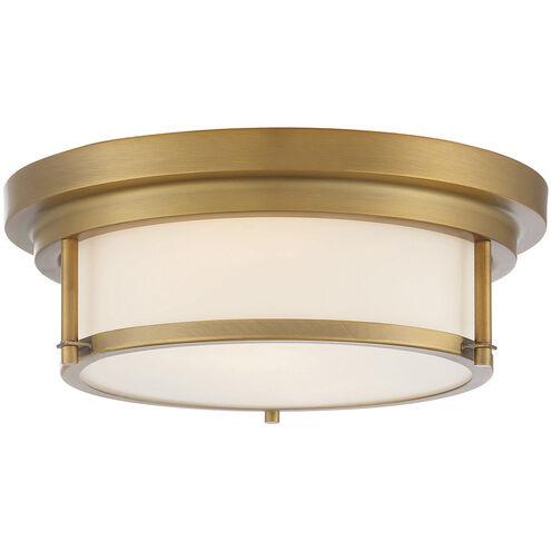 Contemporary 2 Light 13 inch Natural Brass Flush Mount Ceiling Light