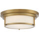 Contemporary 2 Light 13 inch Natural Brass Flush Mount Ceiling Light