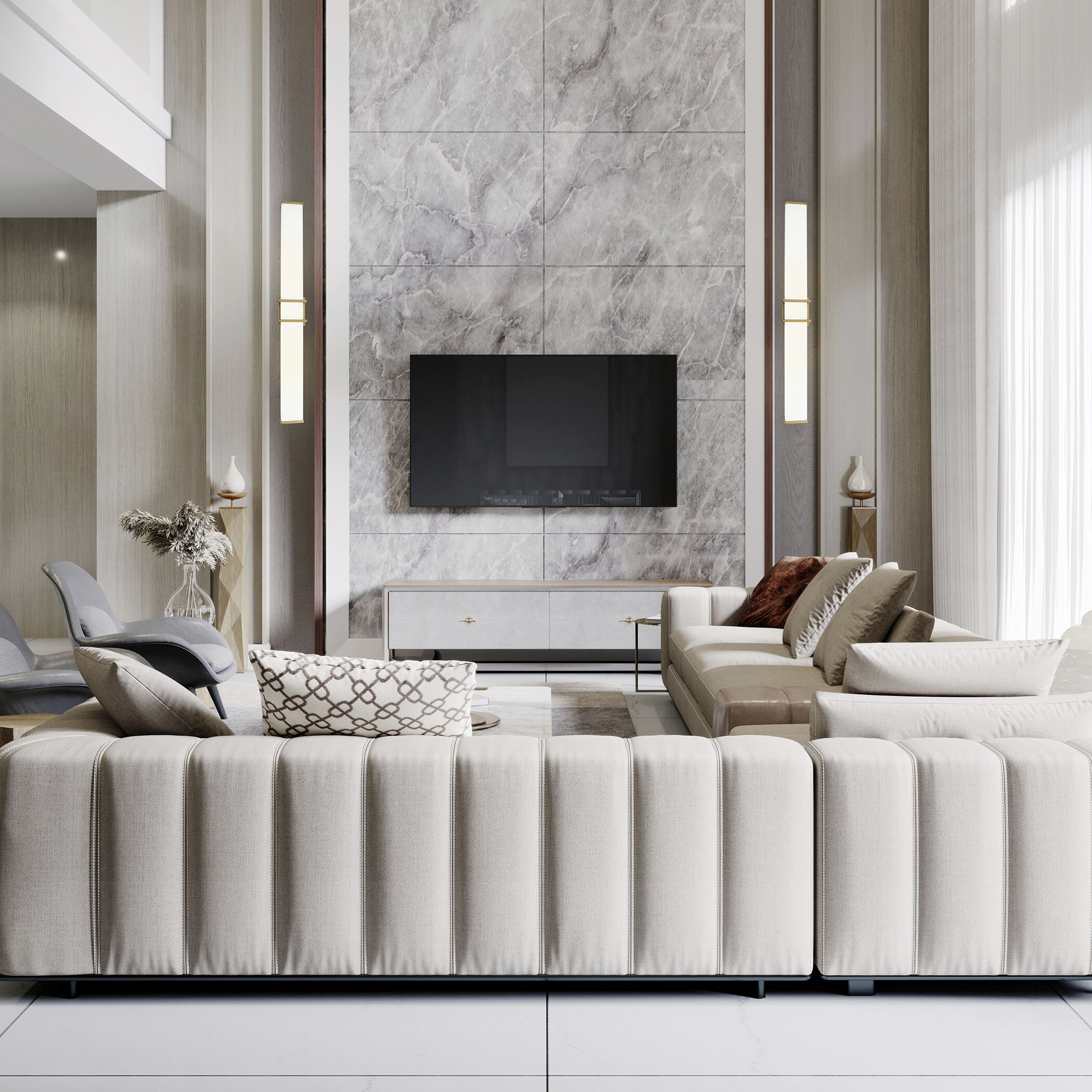 Tomero LED 35.24 inch Brushed Gold Bath Vanity Wall Light