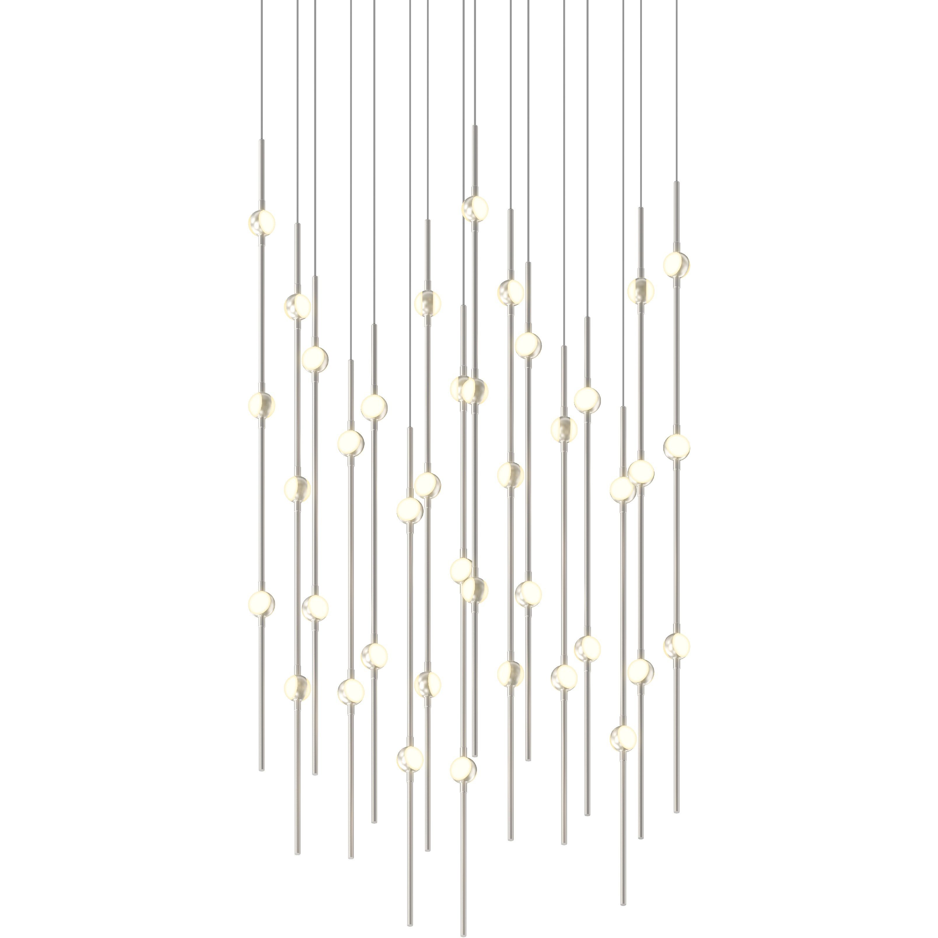 Constellation Aries LED 21.5 inch Satin Nickel Pendant Ceiling Light in 3000K, White Optical Acrylic, 10 FT. Cord