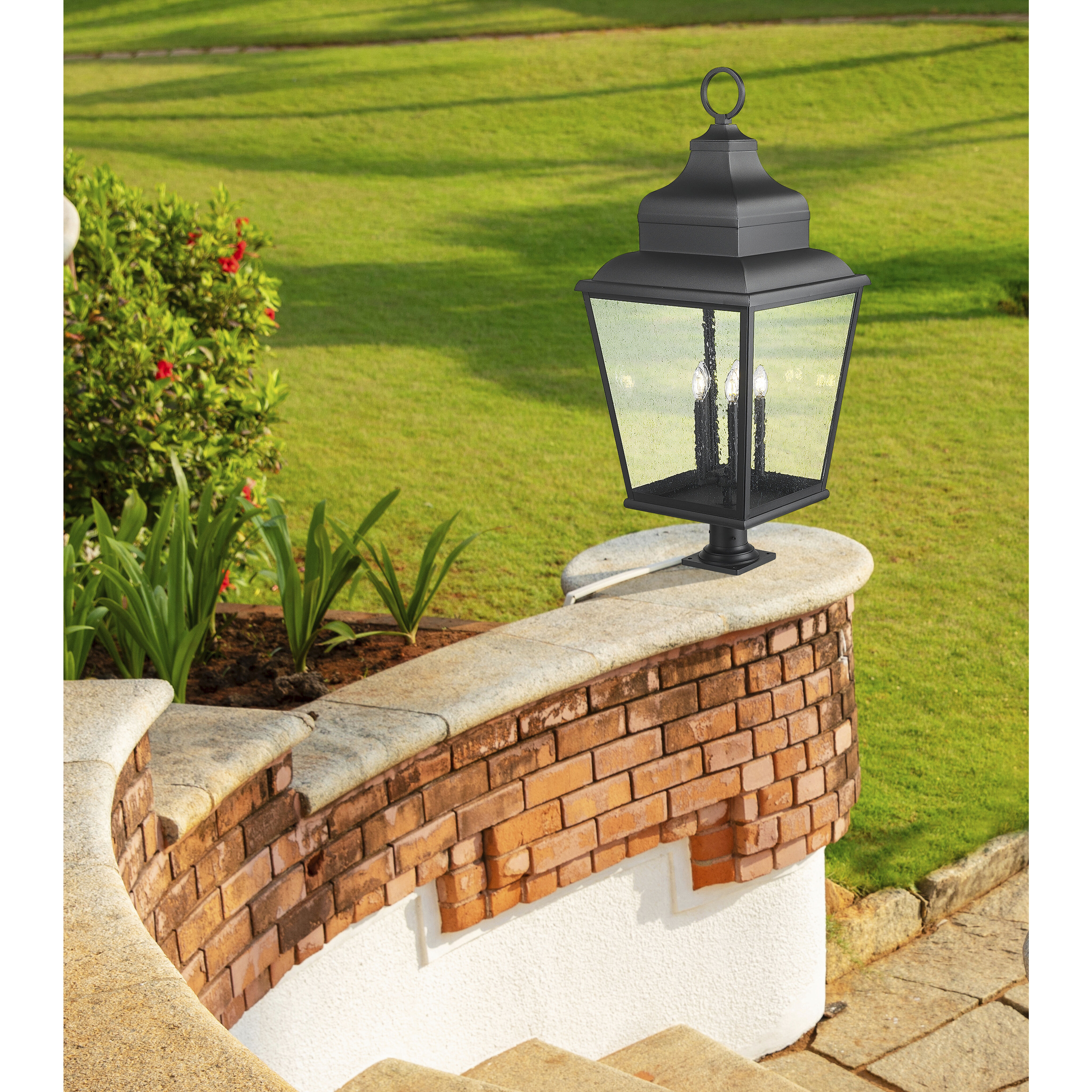 Raphael 5 Light 42.75 inch Sand Black Outdoor Pier Mounted Fixture in Soft Sand Black