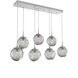 Aster LED LED Classic Silver Linear Pendant Ceiling Light in 2700K LED, Geo Inner - Smoke Outer, Multi-Pendant