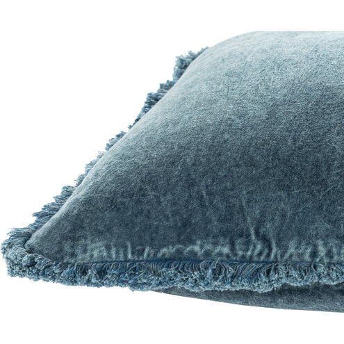Washed Cotton Velvet 22 X 22 inch Charcoal Pillow Kit, Lumbar