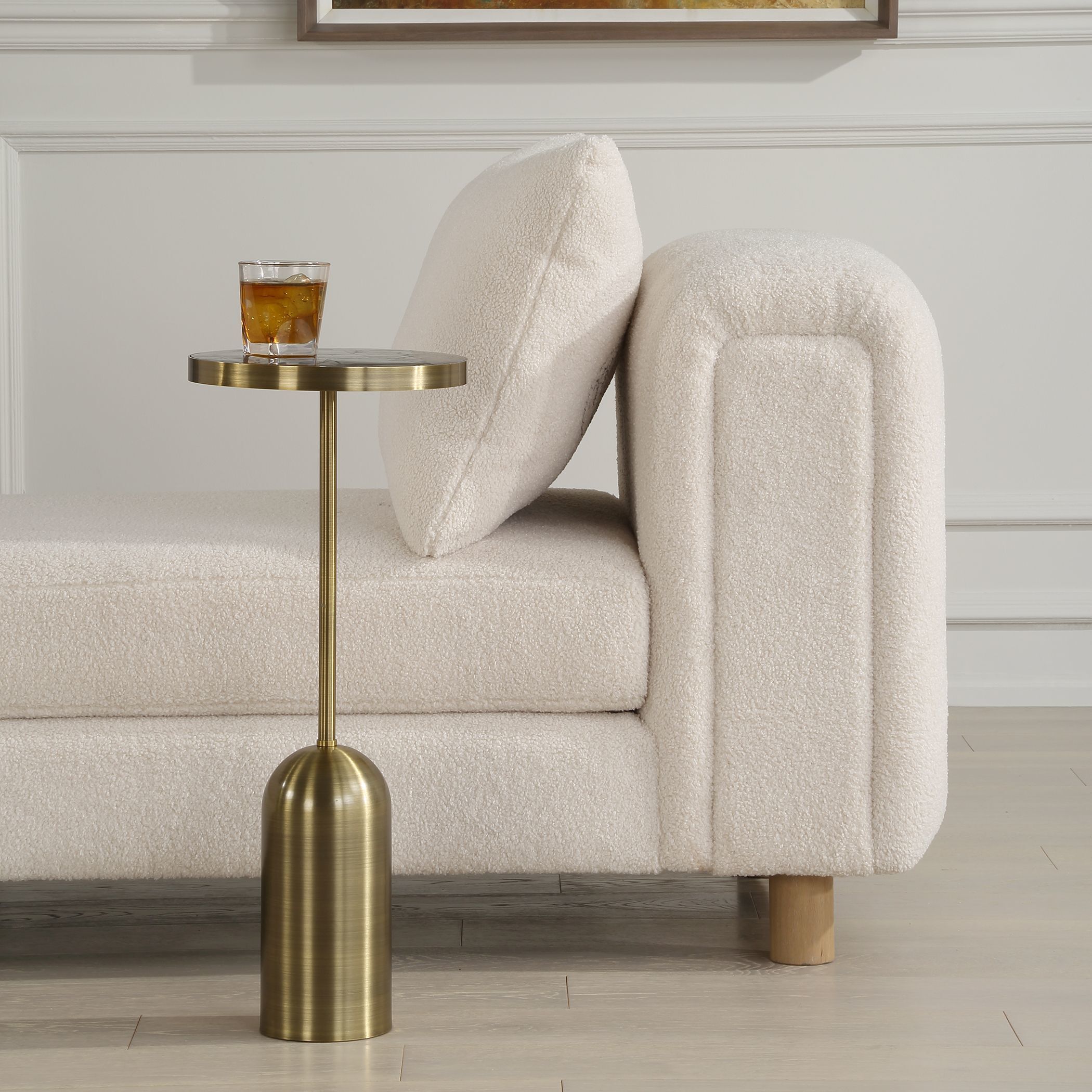 Pascal 24.25 X 10.25 inch Iridescent Labradorite and Brushed Brass Drink Table