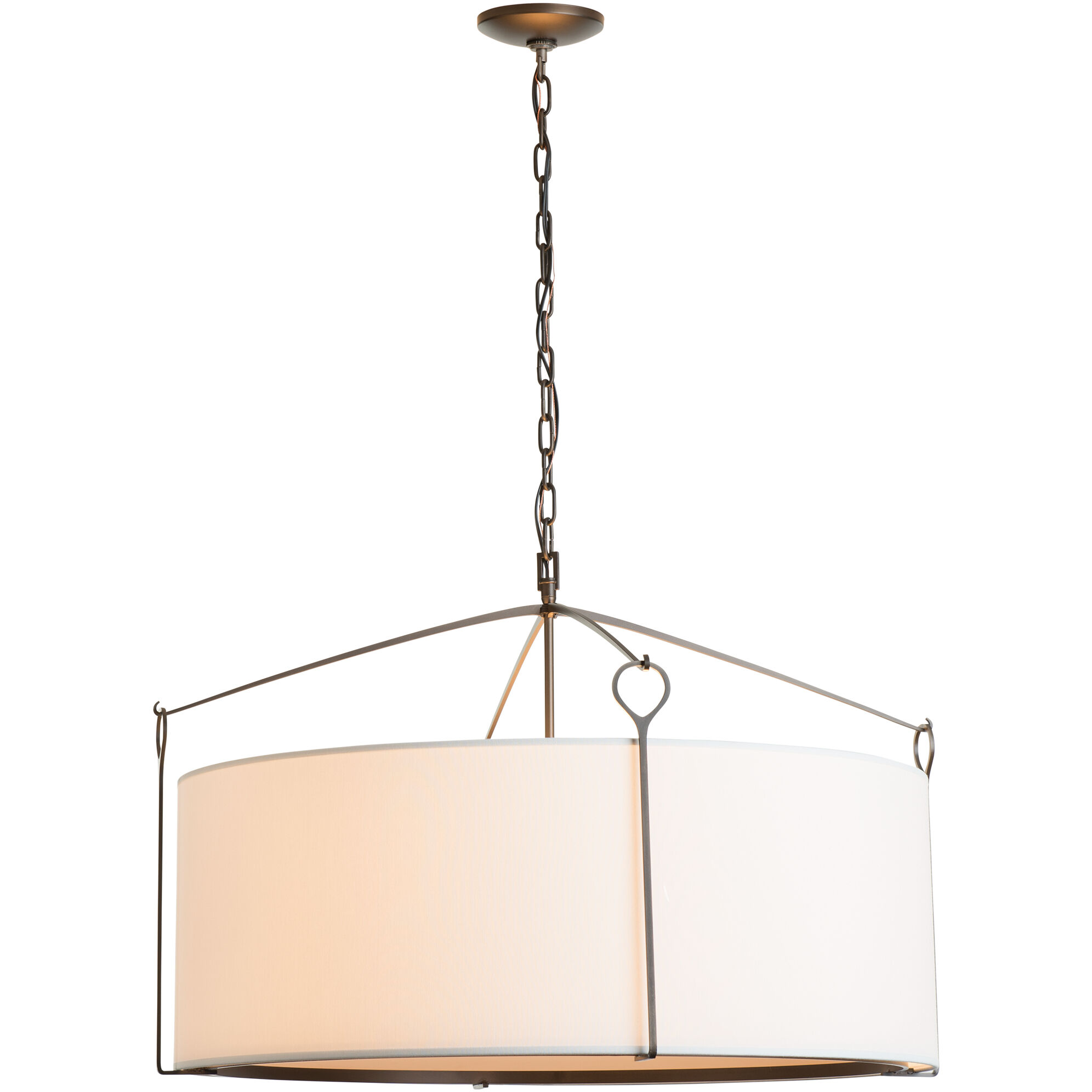 Bow 4 Light 30 inch Dark Smoke Pendant Ceiling Light in Natural Anna, Large