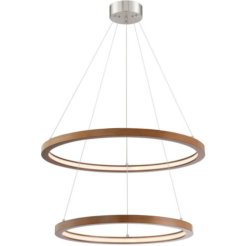 Rimmy LED 28 inch Brushed Nickel Pendant Ceiling Light in Walnut / Brushed Nickel