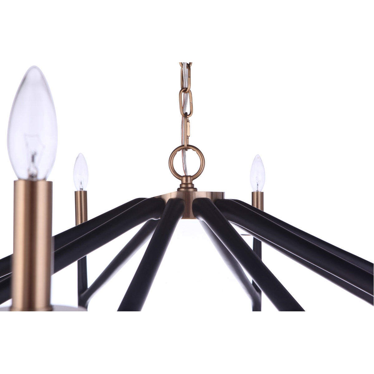 The Reserve 10 Light 42.5 inch Flat Black/Satin Brass Chandelier Ceiling Light in Flat Black and Satin Brass