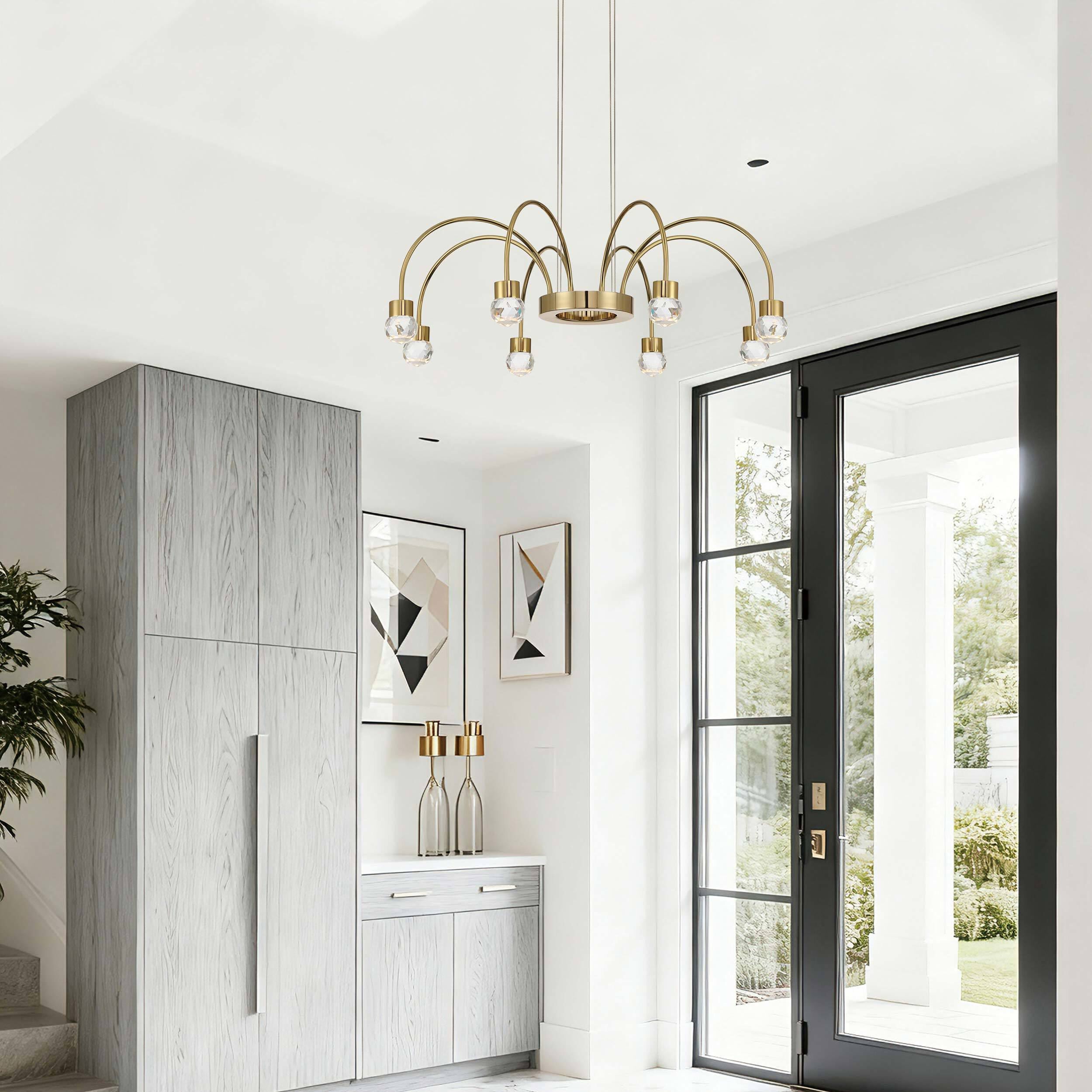 Yep Vario 8 Light 25.25 inch Titanium Gold Chandelier Ceiling Light